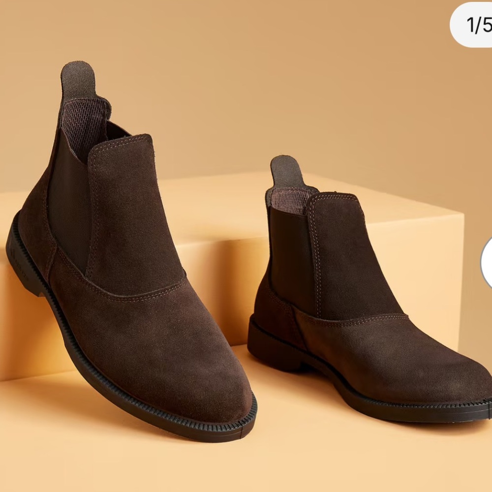 Decathlon Quechua Classic adult horse riding leather jodhpur boots - bro…